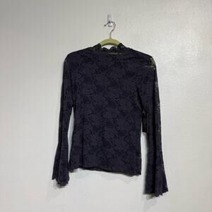 Vince Camuto Crew Navy Artistic Muse Blouse Sz PXS NWT